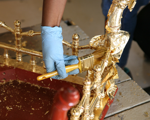 NC Furniture Manufacturer Hickory Chair Factory Gold Leafing Process Up Close